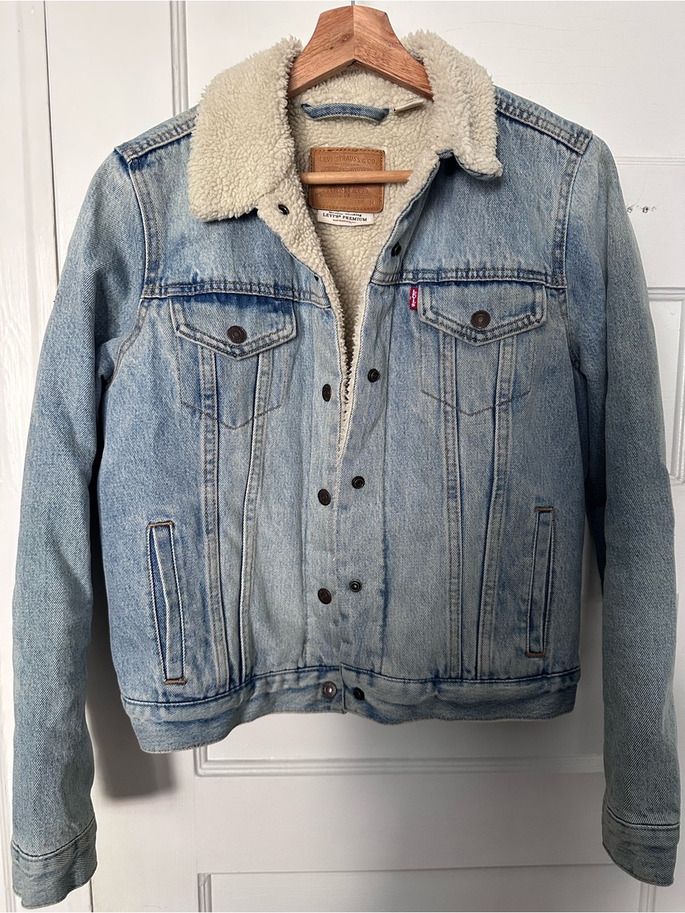 Levi's Light Blue Sherpa-Trim Denim Jacket